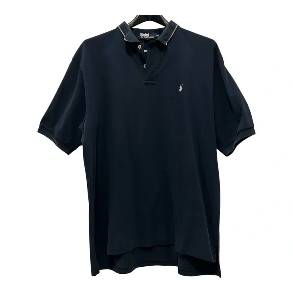 Polo Ralph Lauren Men’s Blue & Tan Trim Short Sleeve Cotton Polo Shirt SZ XXL